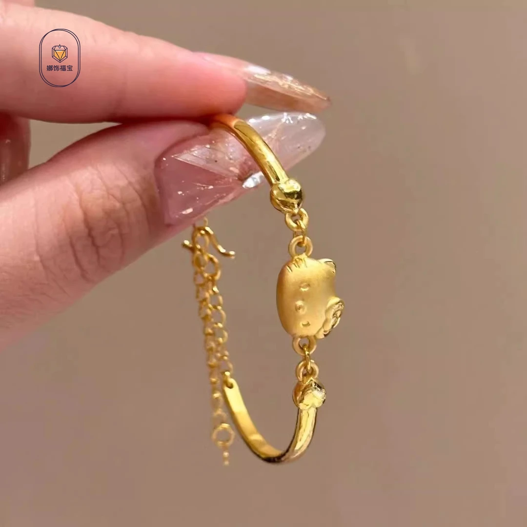 铜合金手镯 Kitty可爱铃铛猫手镯女士轻奢高级感气质时尚百搭手饰