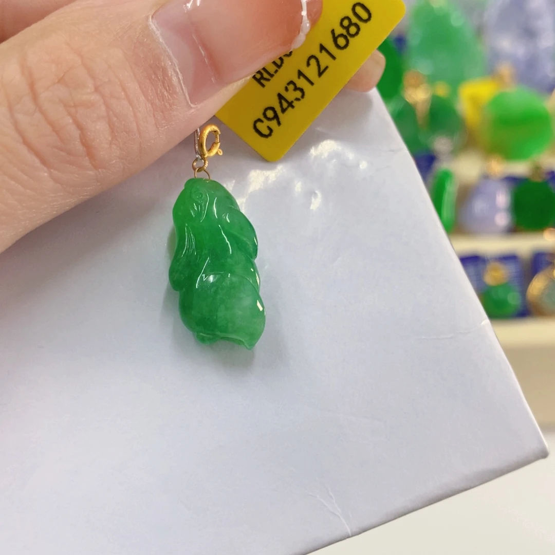 吊坠(不含链)18K金镶嵌翡翠