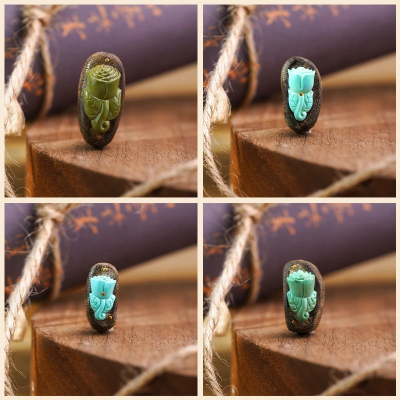 【品众珠宝-35号】沉香松石镶嵌牌DIY百搭粉丝专属福利款