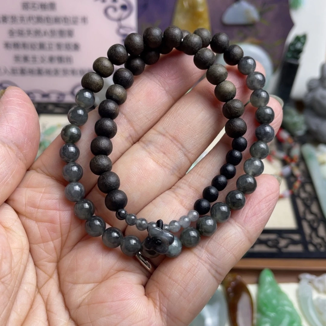 未镶嵌手链翡翠特色乌鸡双圈手链