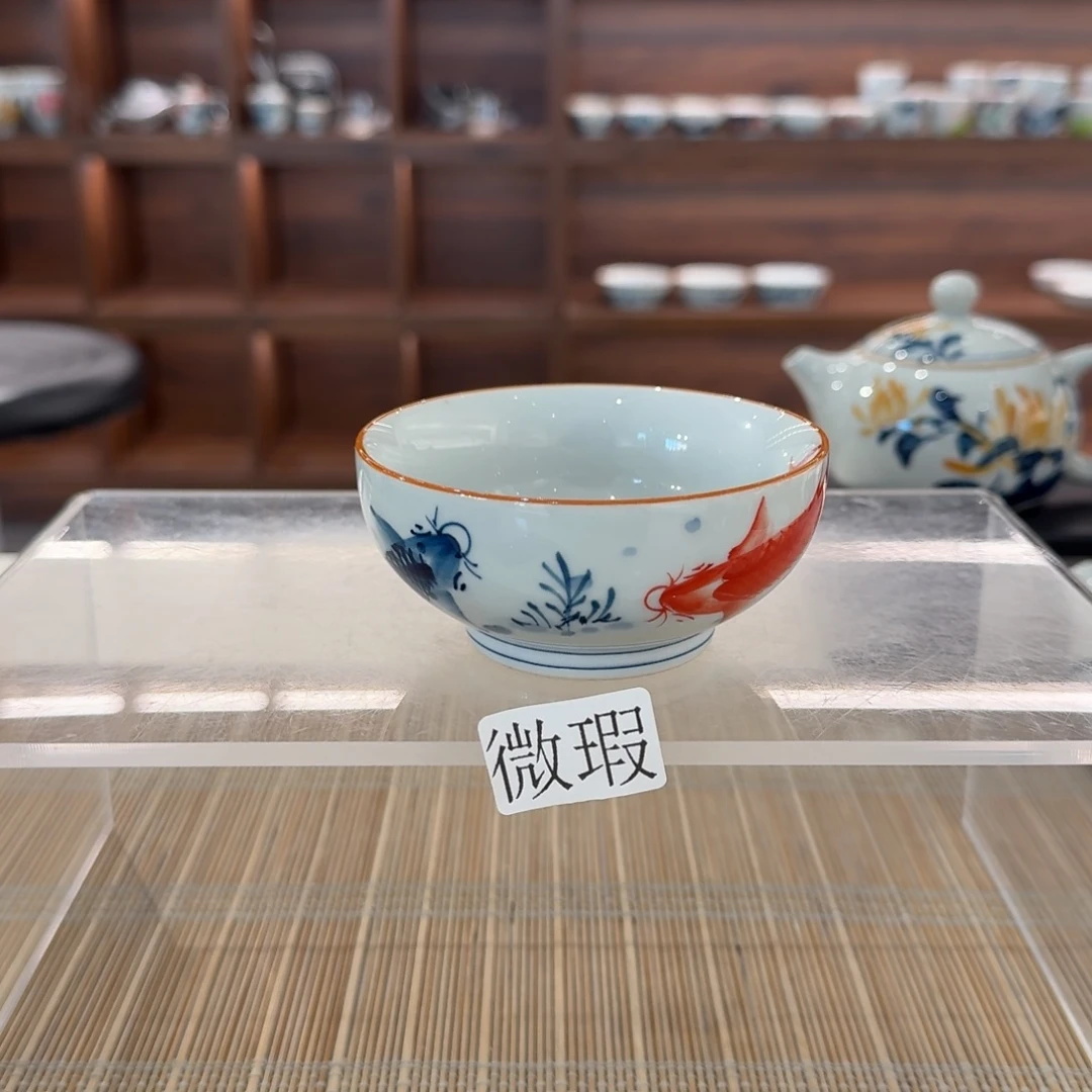釉下手绘茶具微瑕