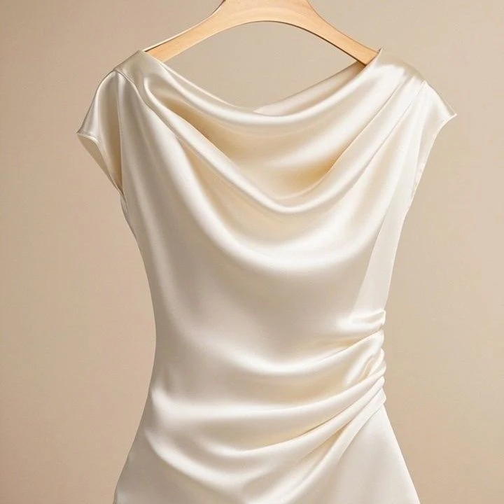 2025时尚衬衫夏季新款上衣小衫女时尚气质一字领显瘦遮肉短袖衬衣