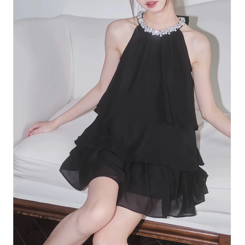 【mimius】婷婷 法式珍珠挂脖上衣+半身裙裤 G03554