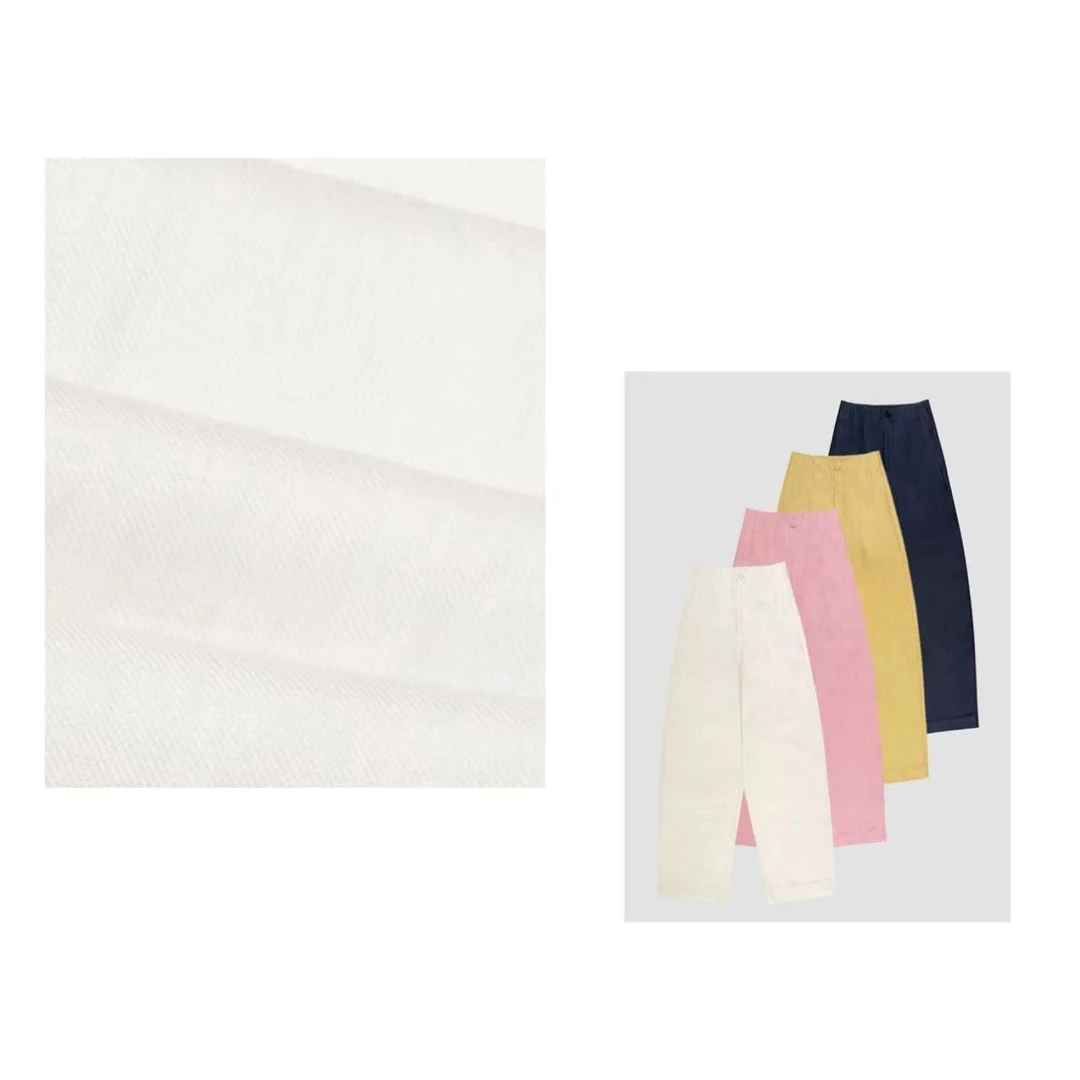 “漫步巴黎”天丝亚麻弯刀裤女夏高腰小个子九分垂感麻料气球裤