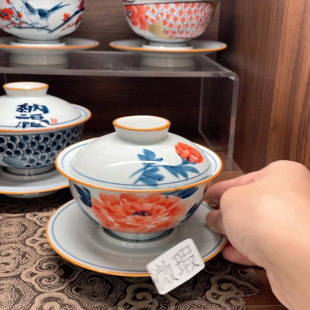 釉下手绘茶具微瑕