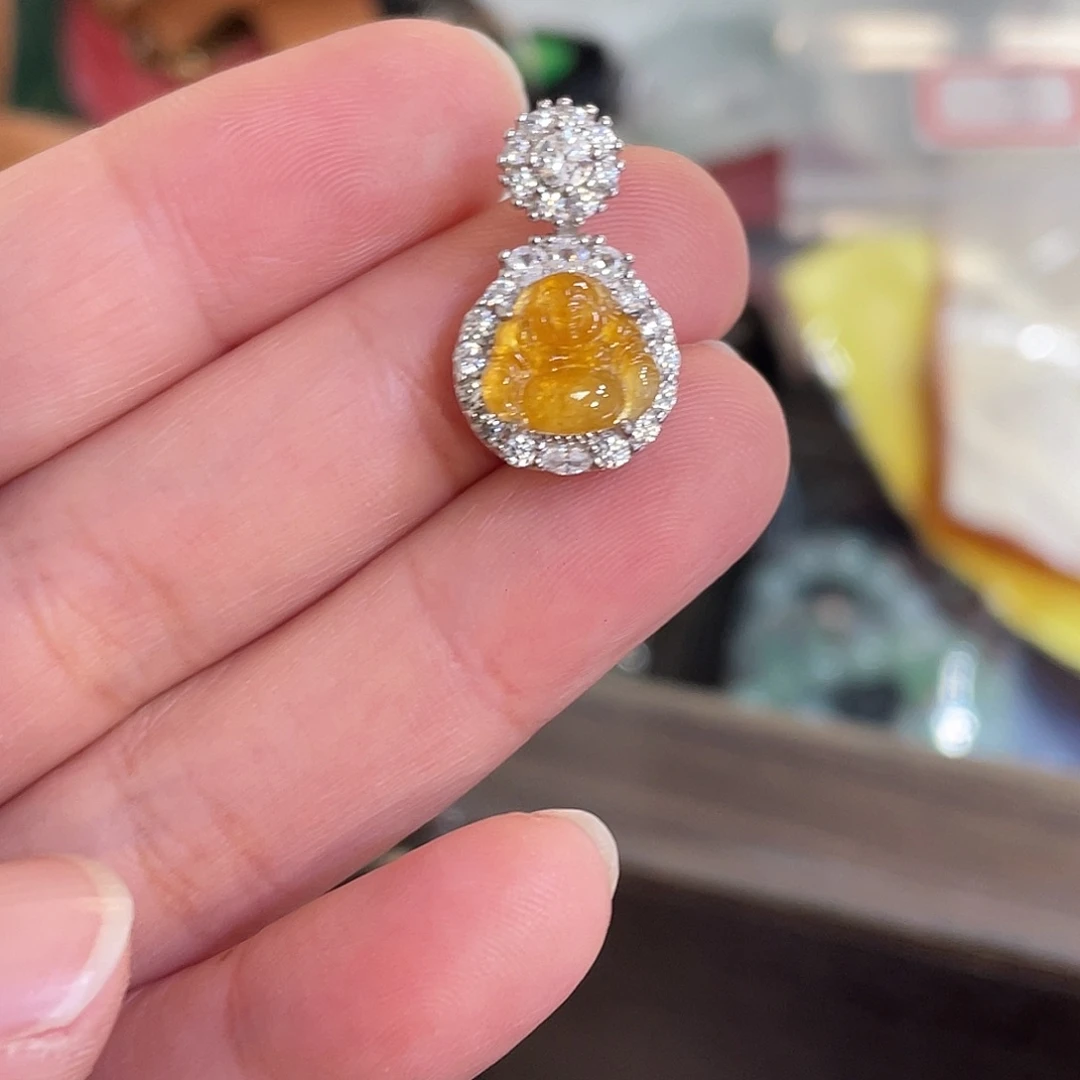 翡翠银S925镶嵌吊坠(不含链)