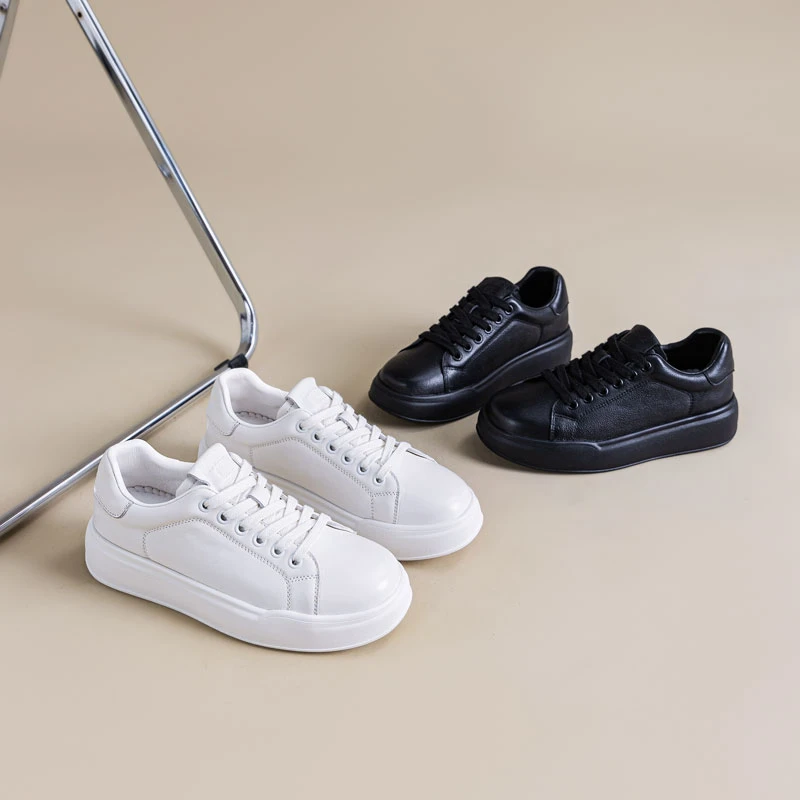 35-43码爆款头层牛皮女鞋时尚小白羊皮内里春秋100%真皮小白鞋女