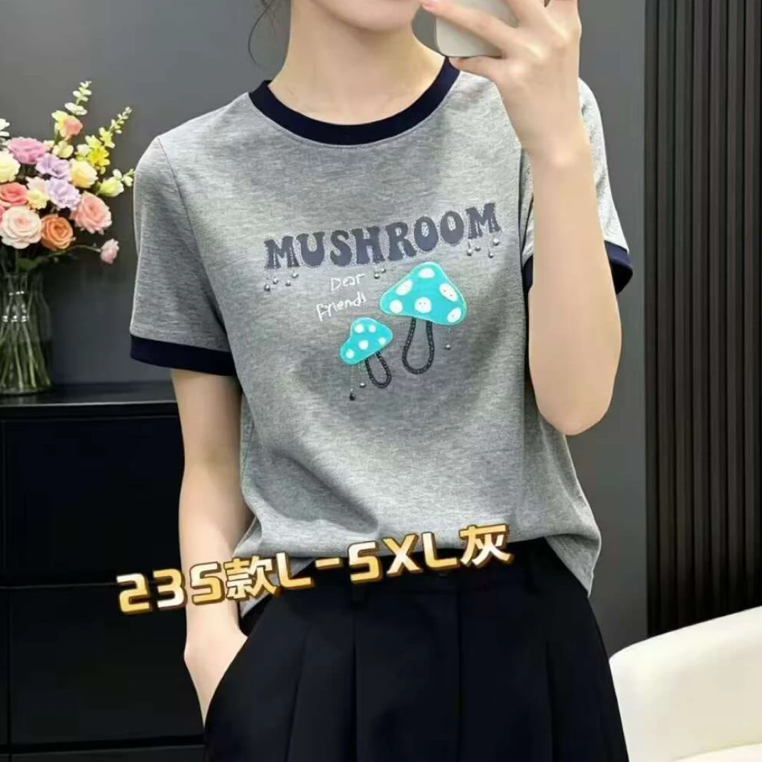 女士短袖,235款,小蘑菇,简约时尚夏季款