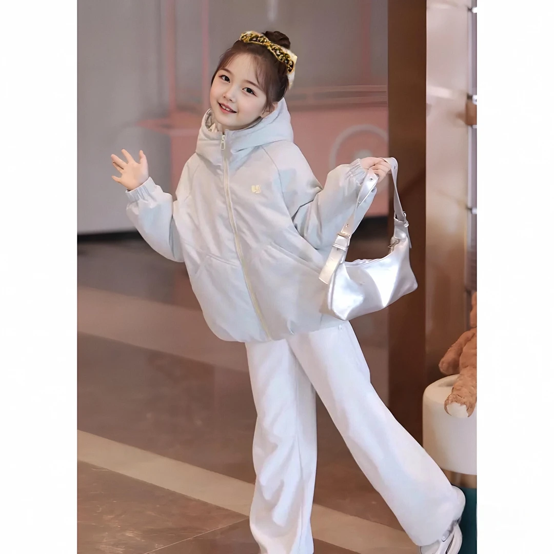 女童羽绒棉服短款面包服2025新款韩版儿童连帽外套小女孩羽绒棉潮