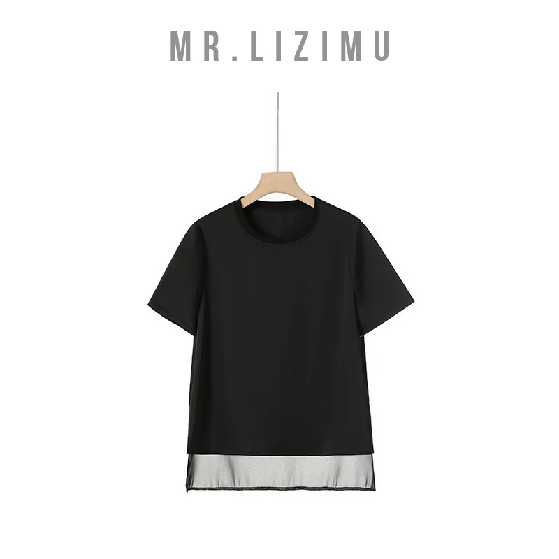 李子木先生「夏上新」时尚轻奢高级网纱设计感宽松t恤爆款短袖优雅