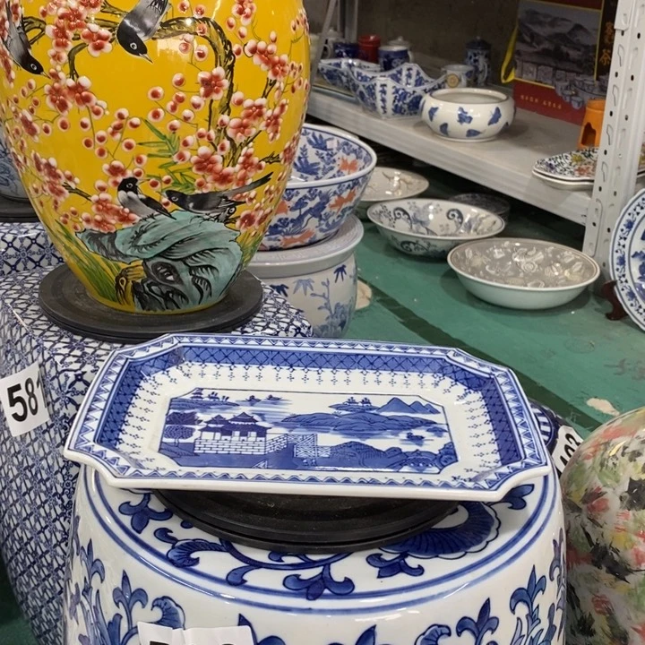 摆件手绘陶瓷承盘摆件