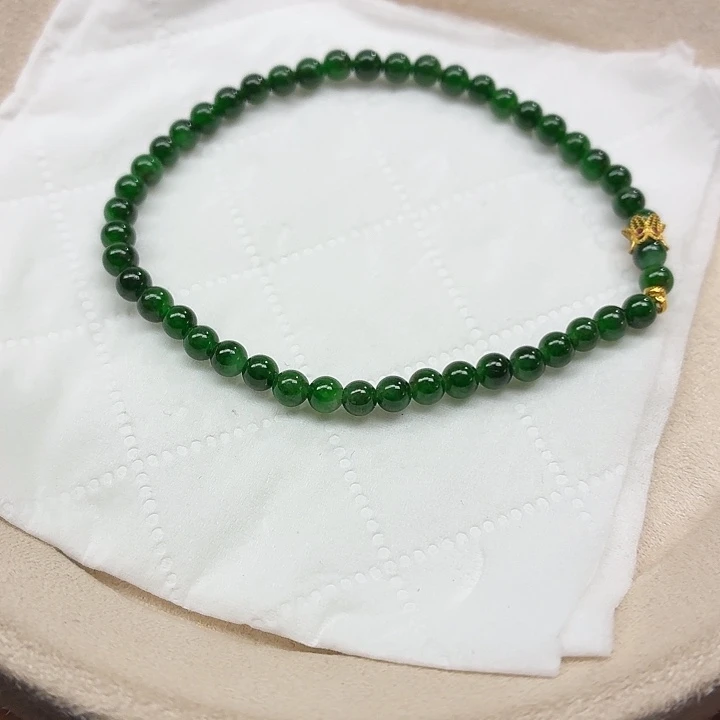 翡翠18K金镶嵌手链天然缅甸翡翠A货卡4