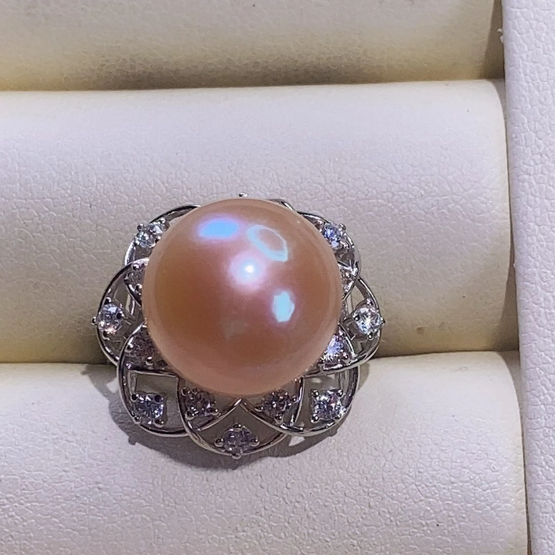 淡水珍珠戒指银S925镶嵌E*.