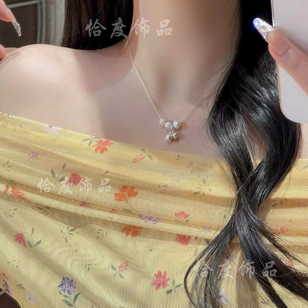 钛钢项链  恰度｜2025新款铃兰花珠珠项链法式百搭时尚