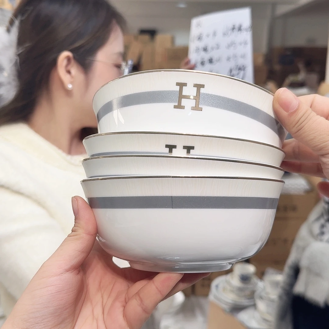 骨瓷高骨6英寸饭碗15cm6个外贸骨瓷