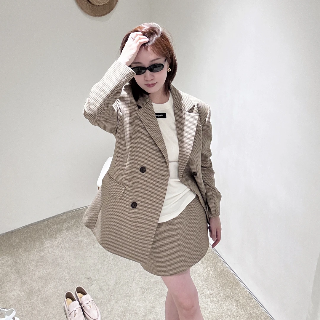 CNLEEWEI  格纹超短裙