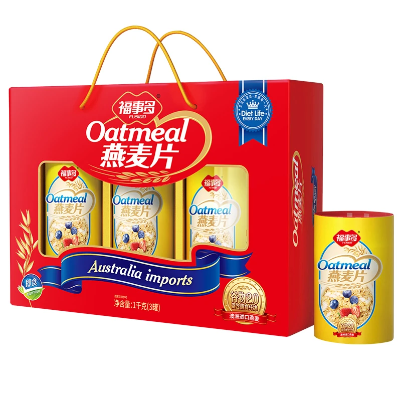 福事多纯燕麦片礼盒1Kg×1盒即食营养早餐谷物冲饮麦片年货节礼物
