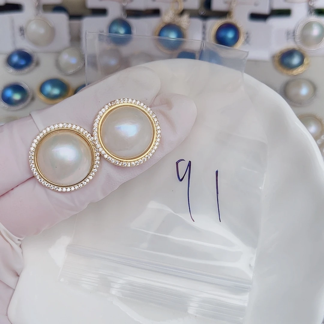 银S925镶嵌拼合珍珠（马贝珠）颈饰