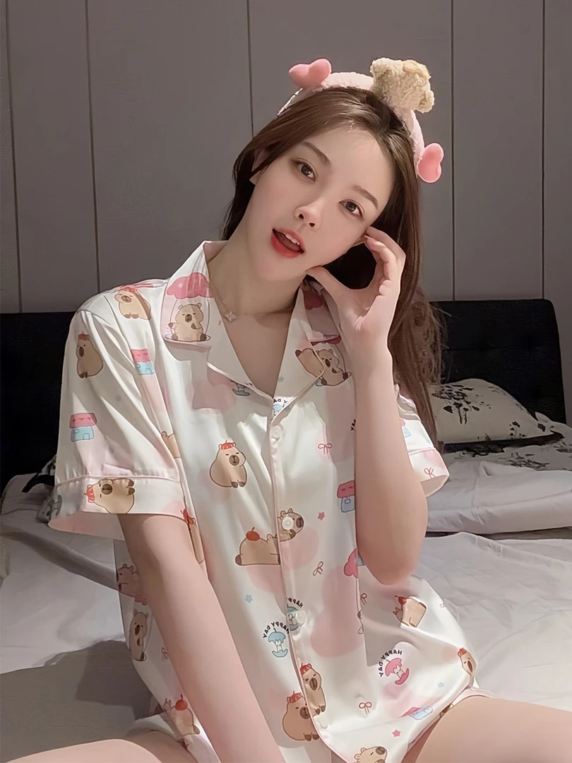 SIEOYJIEA/私迹大榕家大刘eva【卡皮巴拉短袖】高定女款家居服睡衣