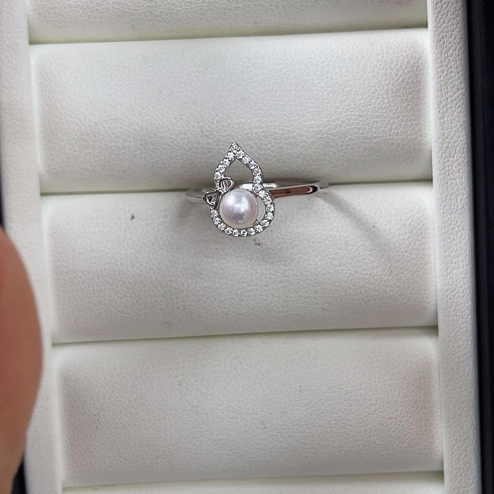 戒指银S925镶嵌淡水珍珠