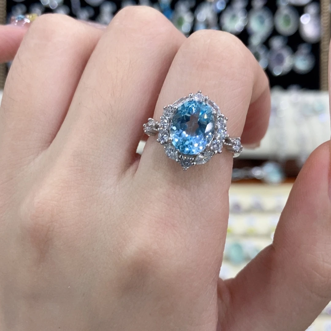 戒指银S925镶嵌托帕石