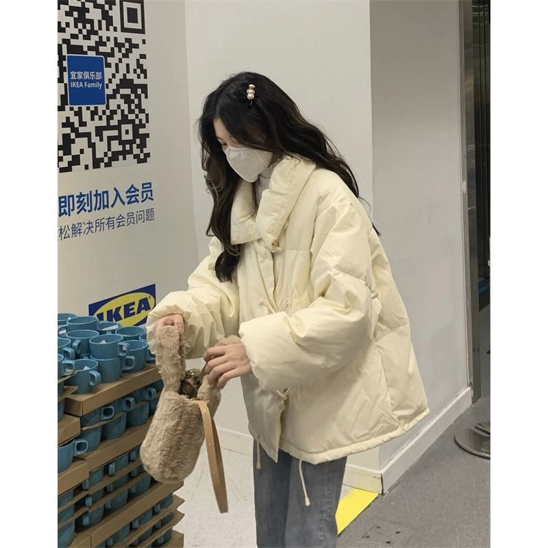 牛角扣棉服女小个子外套棉衣设计感小众冬季2024新款温柔面包服