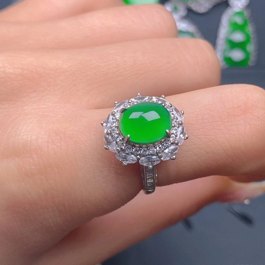 银S925镶嵌戒指翡翠