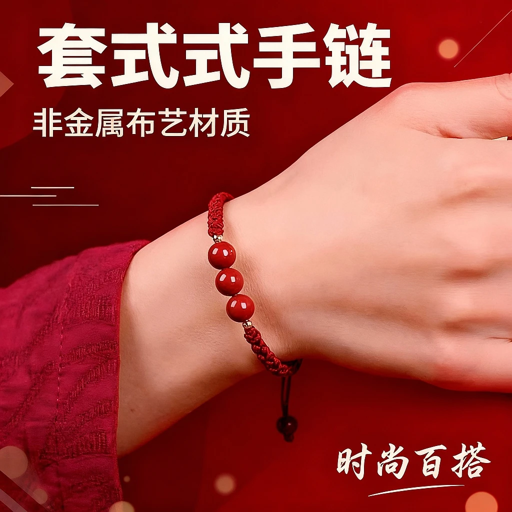 结伴儿 非金属布艺手链 2026马年手工编织红绳情侣款时尚百搭手链