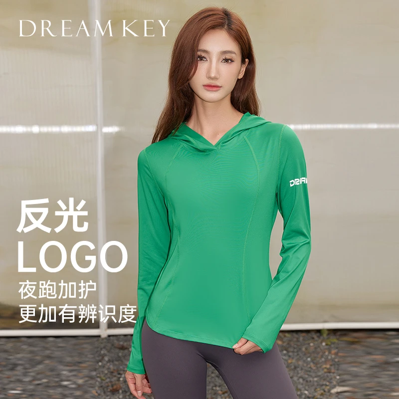 运动长袖女跑步健身速干连帽上衣训练速干瑜伽服6157