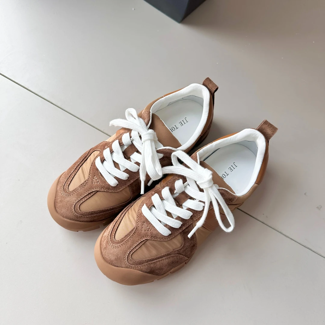 欧洲站德训鞋女2025新款百搭拼色阿甘鞋系带休闲运动鞋板鞋潮