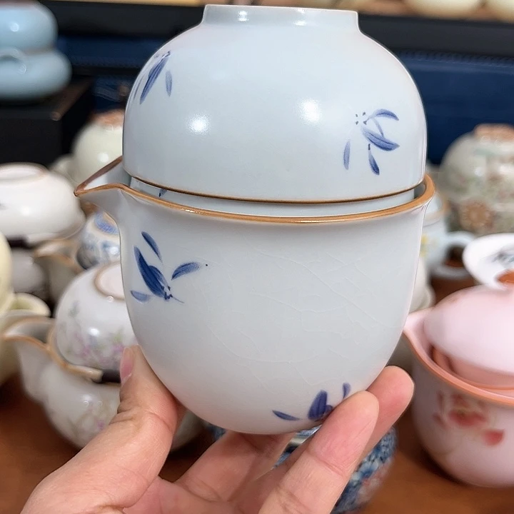兰花天青汝窑一壶三杯