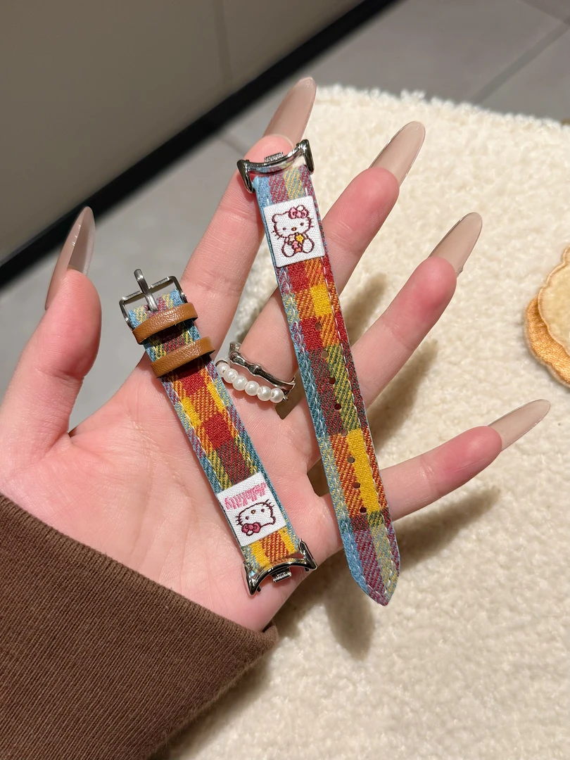 适用小米手环8pro/9pro红米watch4/5苹果AppIe s10彩虹KT猫款表带