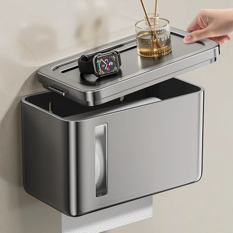 蓝藤卫生间纸巾盒 免打孔轻奢置物架浴室防水卷纸盒墙上厕所收纳