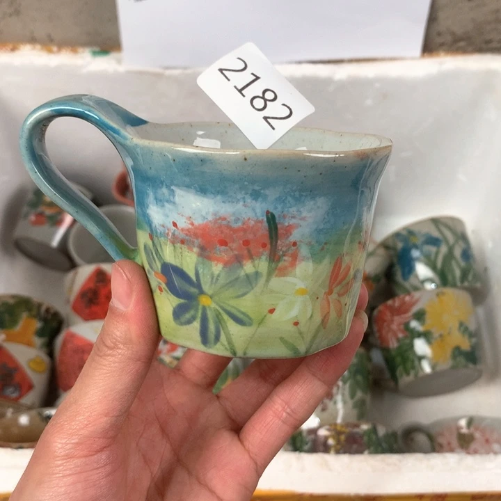 杯子2182 微瑕手绘釉下彩杯子