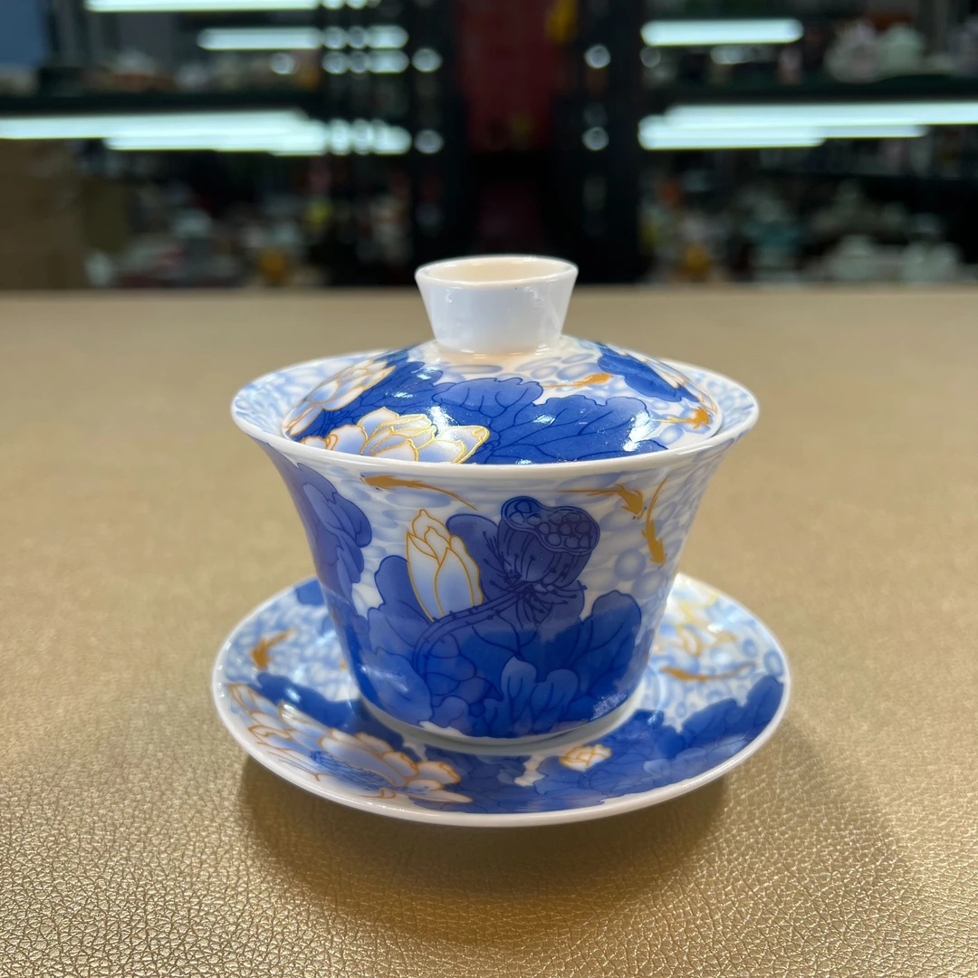 德化云仓 清荷荷花悬停三才盖碗-4588（直播专享）