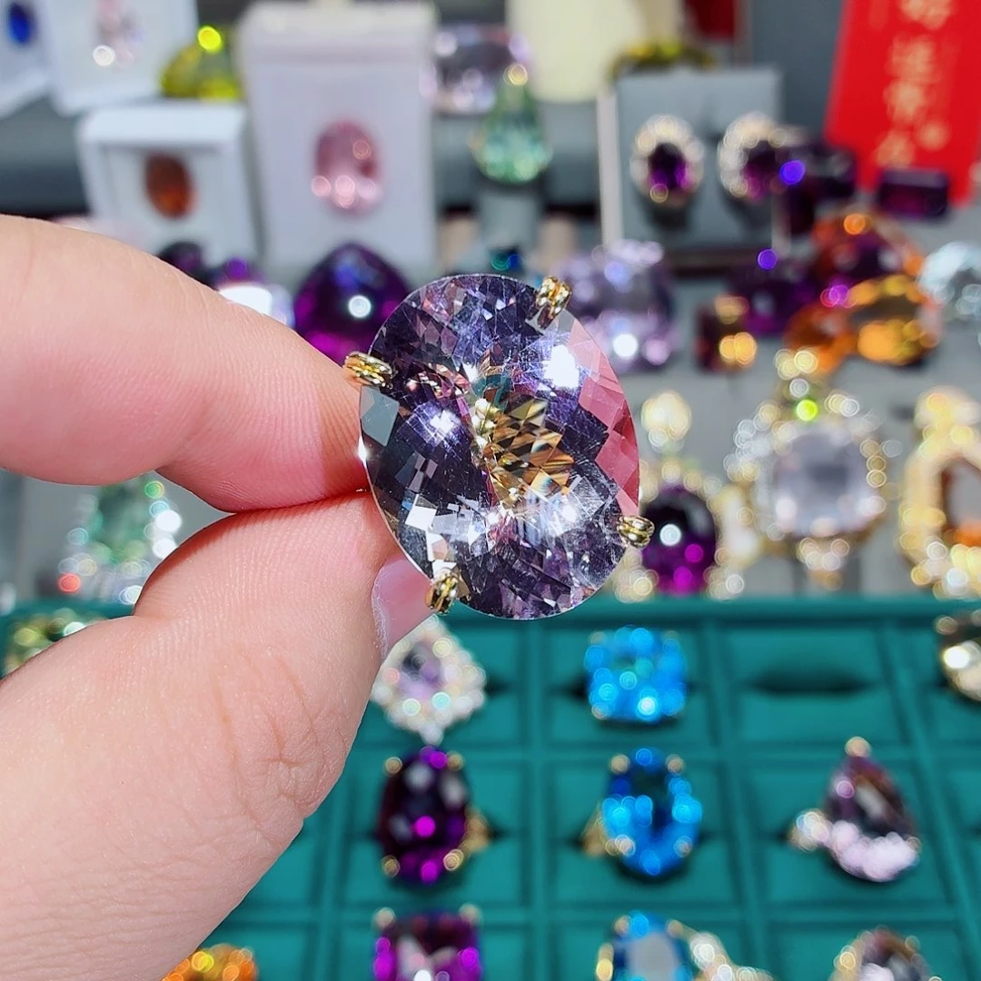 水晶戒指银S925镶嵌戒指