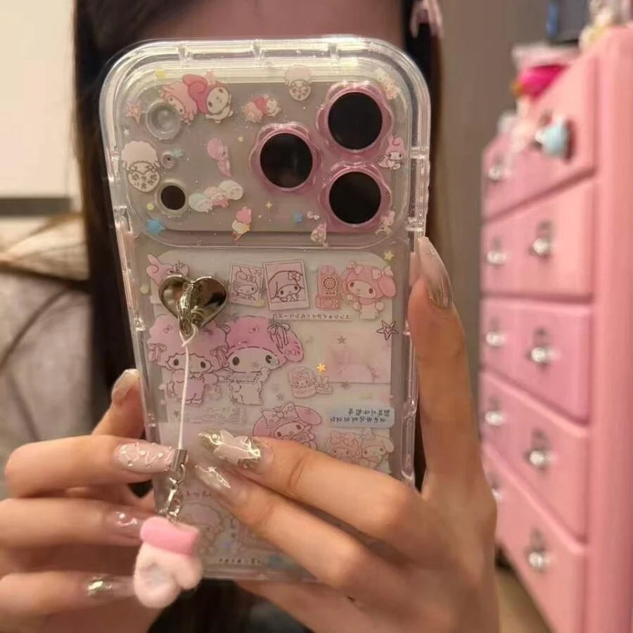 花朵镜头可爱美乐蒂图案适用于苹果17ProMax手机壳保护套16pro/15