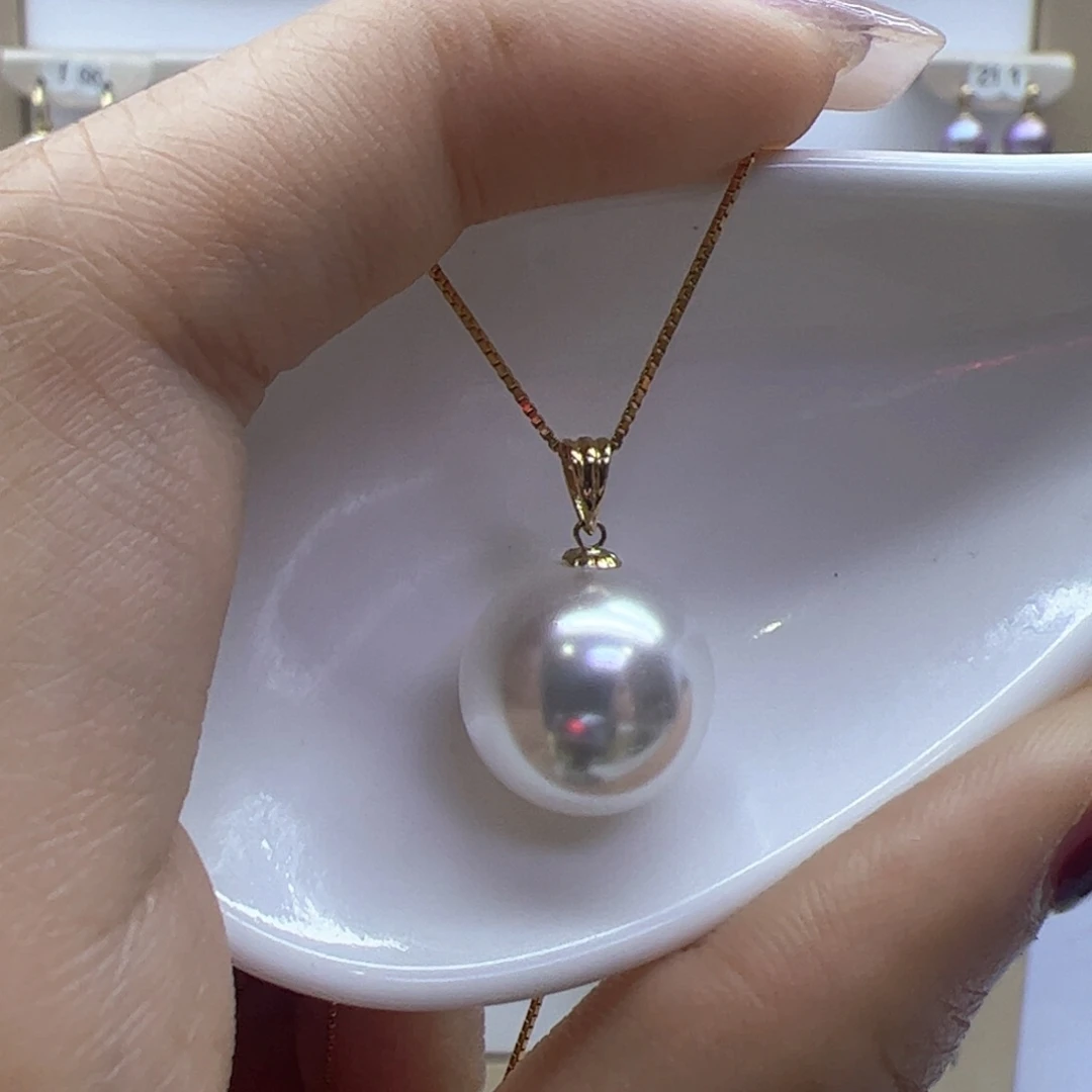 淡水珍珠吊坠(赠链)18K金镶嵌