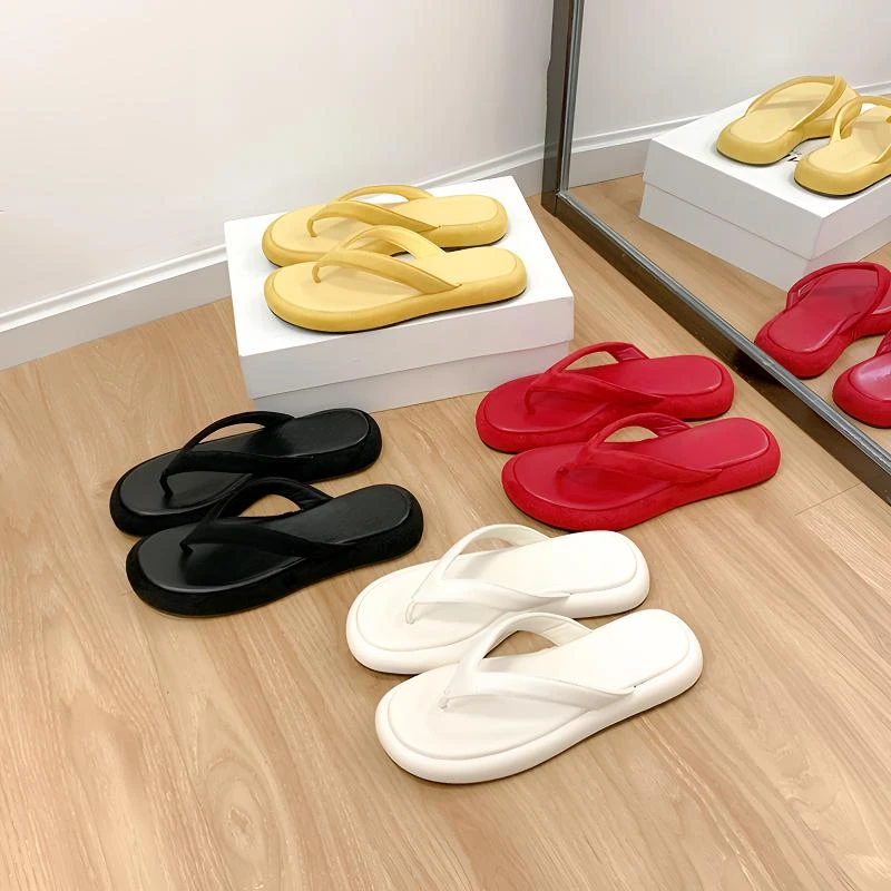 【葡萄妈同款】软糯好踩圆头小厚底沙滩夹脚人字凉拖鞋女外穿夏新款