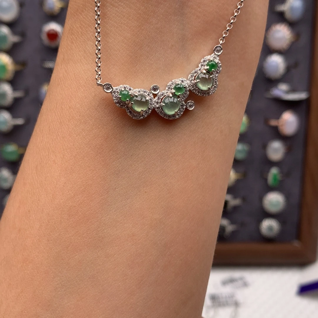 翡翠银S925镶嵌戒指项链