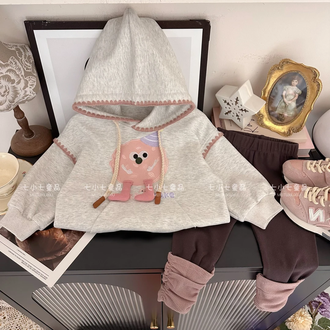 女童秋季2025新款韩版洋气卡通中长款连帽卫衣C21800