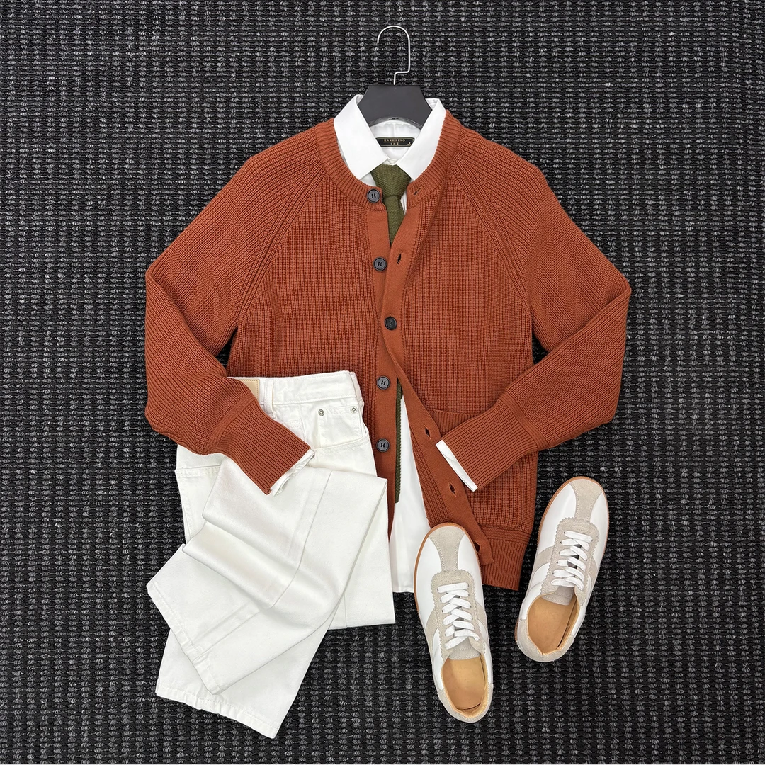 There isrice冬季男士休闲毛衣圆领针织开衫时尚百搭毛衣男款外套