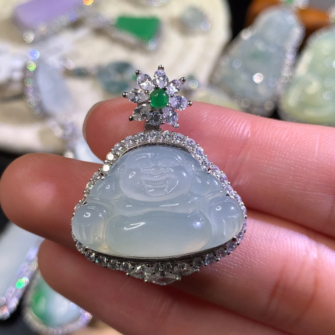 翡翠银S925镶嵌吊坠(不含链)