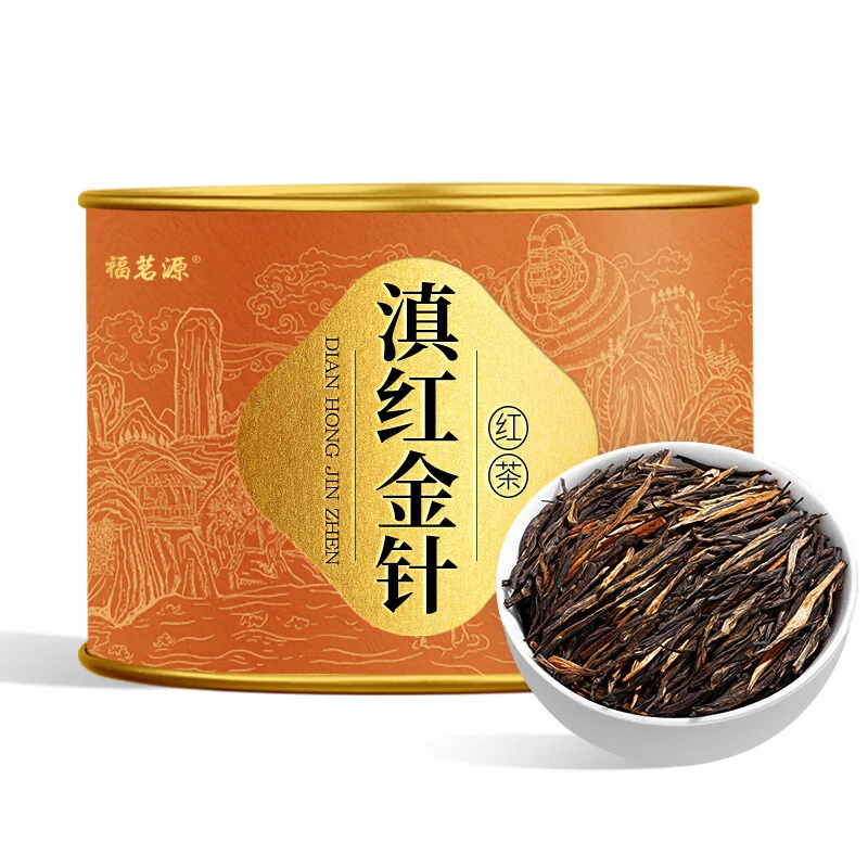 福茗源 红茶滇红金针茶叶 新茶春茶特级蜜香型金丝金枝罐装50g