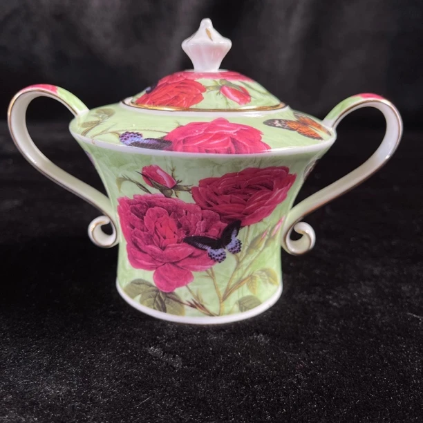 英式复古双耳高骨瓷描金糖罐家用高档耐高温糖罐储物罐调料罐