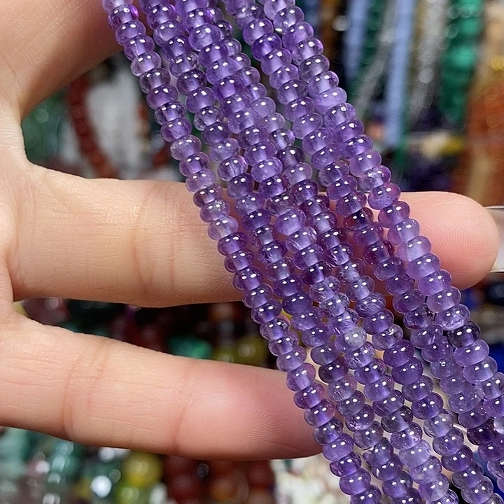 玛瑙/玉髓未镶嵌珠宝半成品天然紫水晶卡4*2mm一条