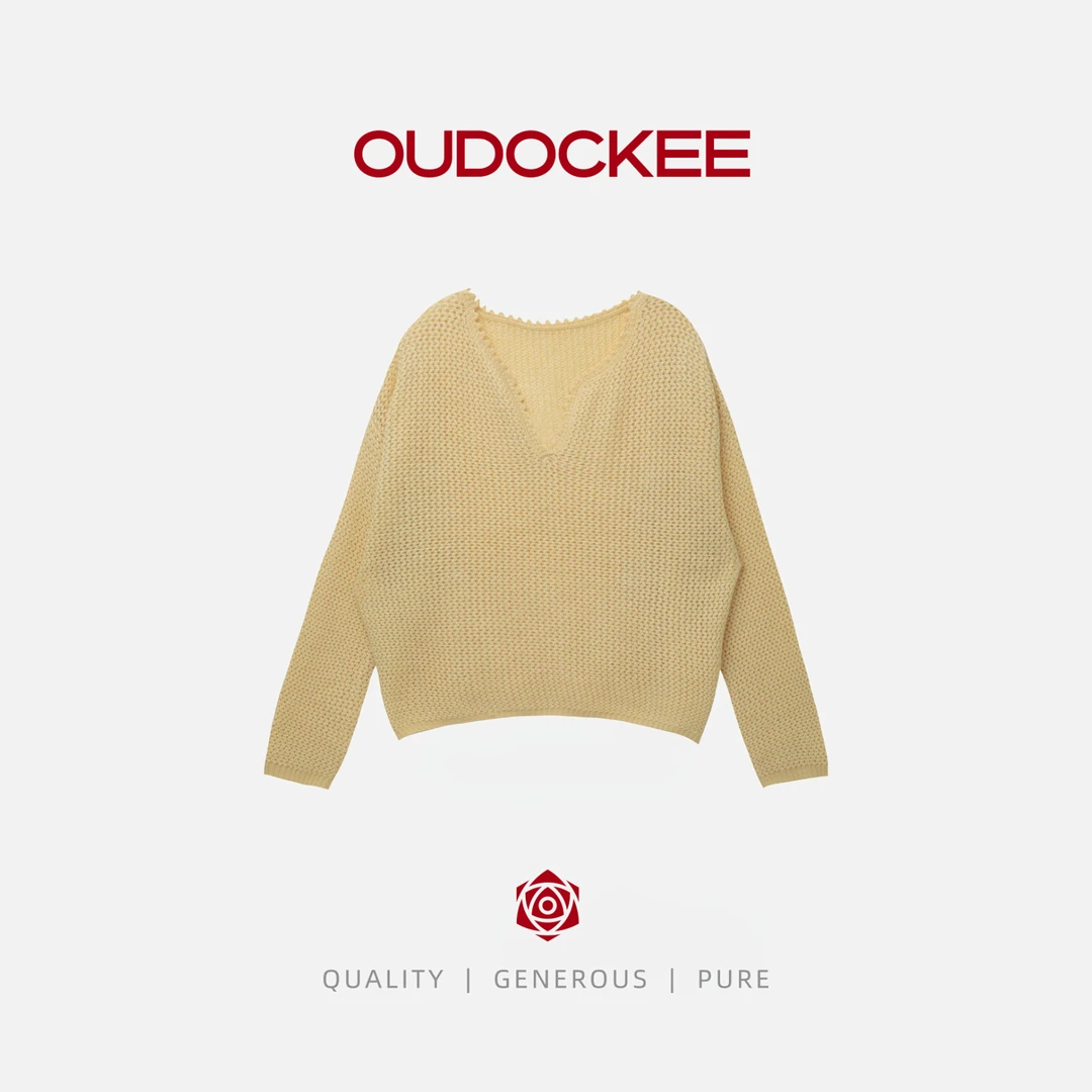 OUDOCKEE 鸥鸥【山羊绒】欧若风慵懒宽松气质长袖针织衫 1405