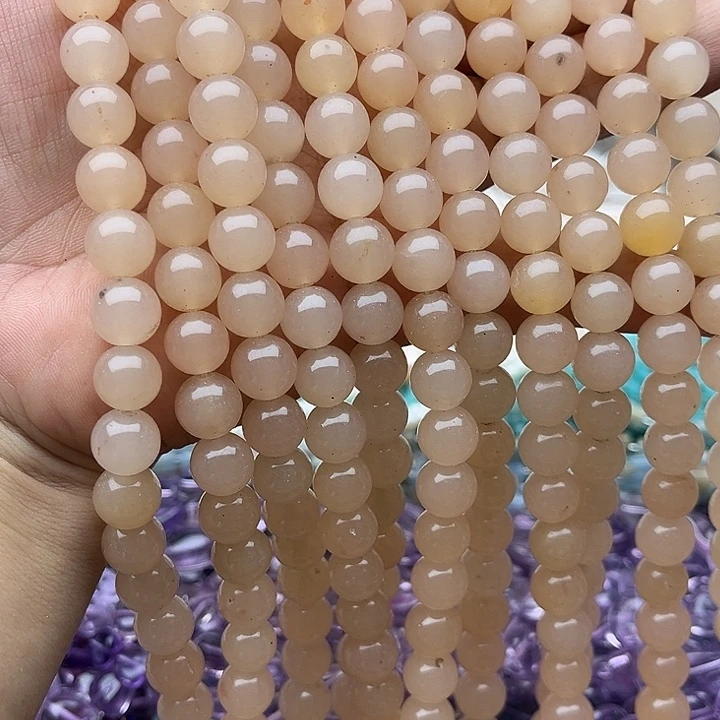 玛瑙/玉髓未镶嵌珠宝半成品2条10mm藕粉和田玉