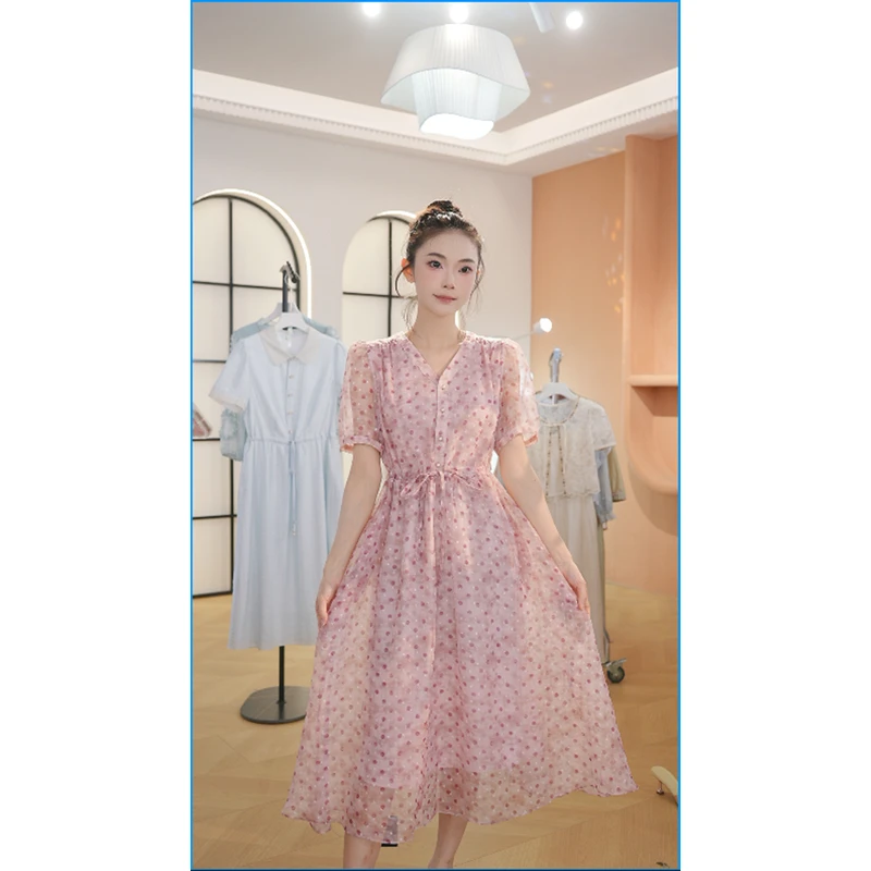 【送运费险】M1213 夏季新款高档洋气新中式收腰显瘦连衣裙女时尚
