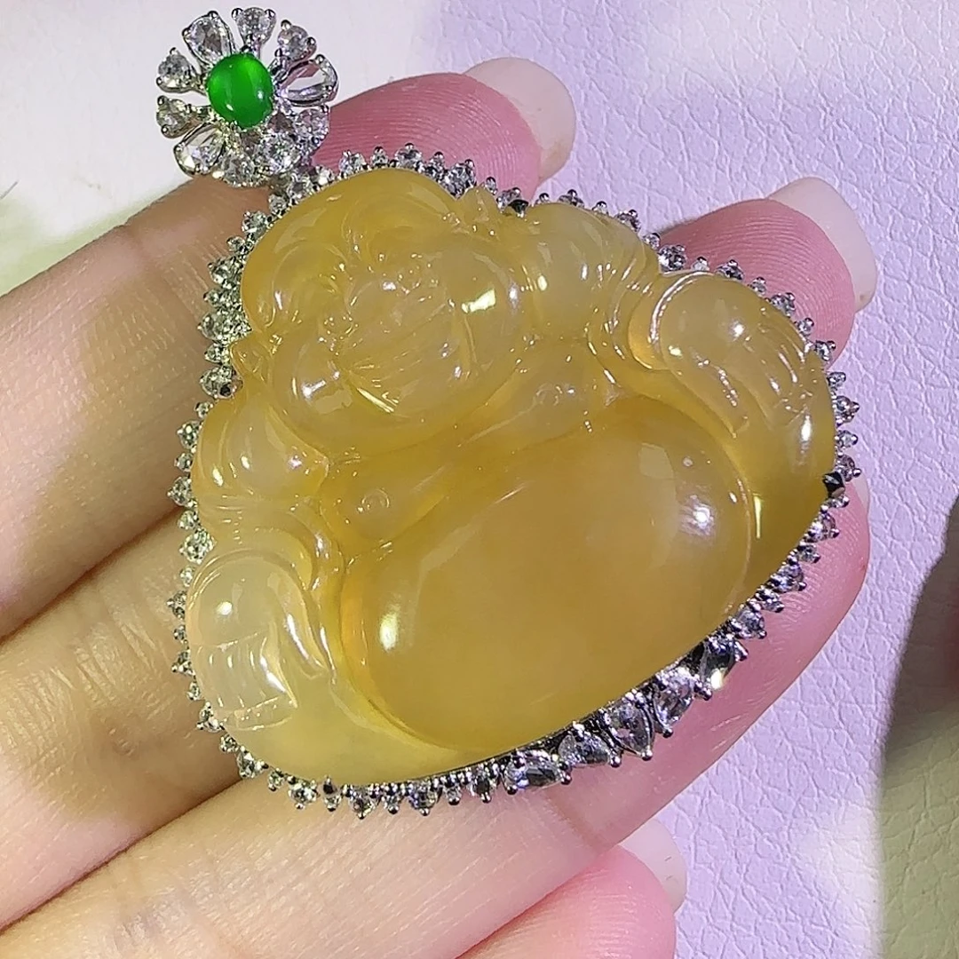 吊坠(不含链)18K金镶嵌翡翠